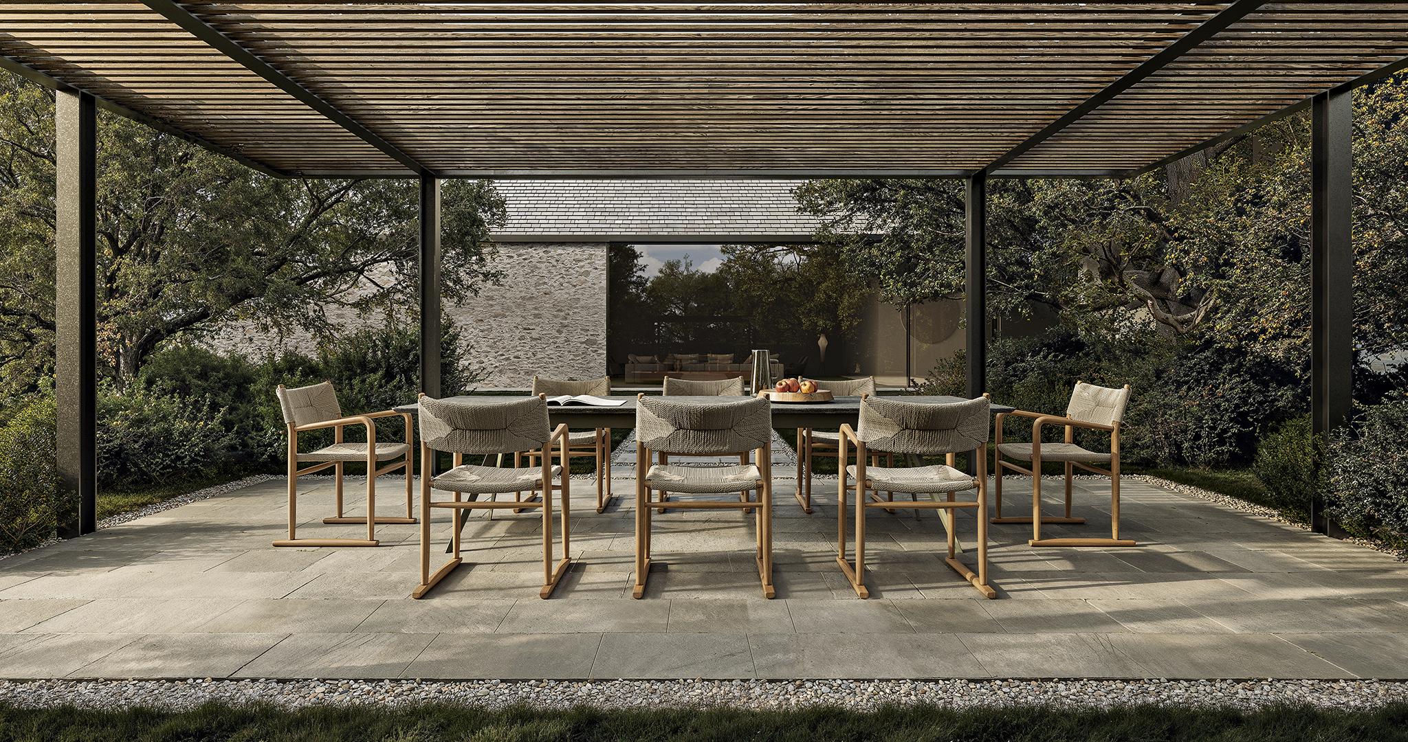 Flexform Kim Outdoor chair and Zefiro Outdoor table